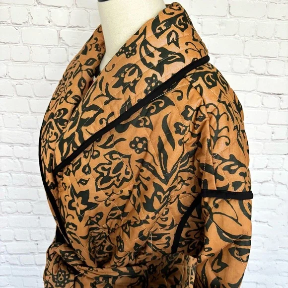 BAGATELLE Quilted Brown & Black Floral Belted Jacket--NWT--XL - Picture 6 of 16